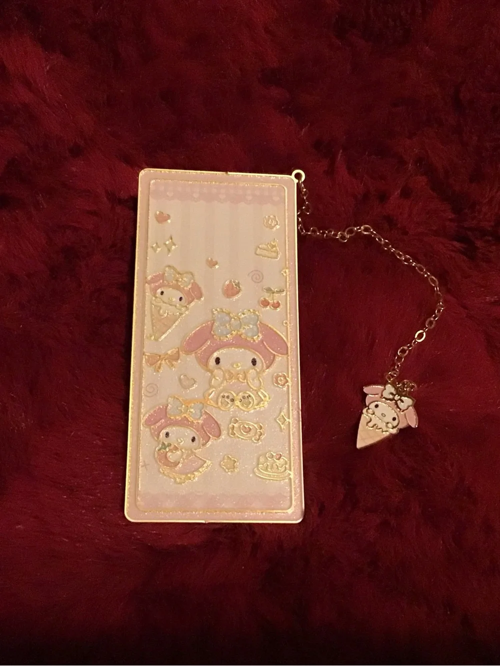 Sanrio My Melody Pink and Gold bookmark with Charm